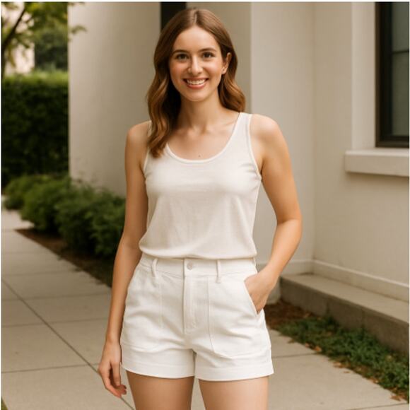 Nordstrom Signature Shorts Patch Pocket White - Picture 1 of 6